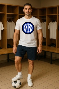 Tricou barbat cu logo stema FC InternazionaleMilano Italia , din bumbac 100% - Img 9