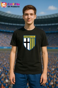 Tricou barbat cu logo stema FC Parma Italia , din bumbac 100% - Img 4
