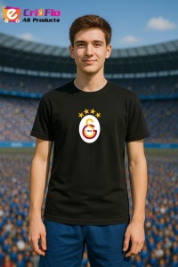 Tricou barbat cu logo stema Galatasaray SK Turcia , din bumbac 100% - Img 4