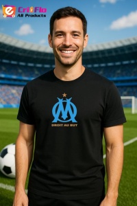 Tricou barbat cu logo stema Olympique de Marseille Franta , din bumbac 100% - Img 6
