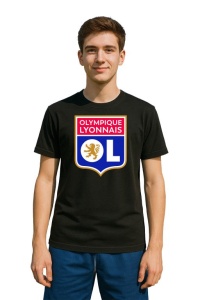 Tricou barbat cu logo stema Olympique Lyonnais Franta , din bumbac 100% - Img 2