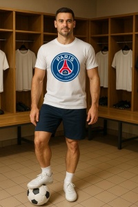 Tricou barbat cu logo stema Paris Saint Germain Franta , din bumbac 100% - Img 9