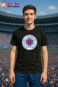 Tricou barbat cu logo stema Rangers FC Scotia , din bumbac 100% - Img 3