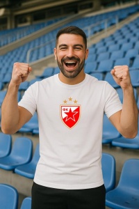 Tricou barbat cu logo stema Red Star Belgrade Serbia , din bumbac 100% - Img 7