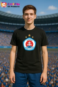 Tricou barbat cu logo stema SK Slovan Bratislava Slovacia , din bumbac 100% - Img 4