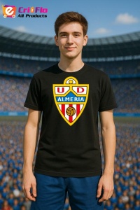 Tricou barbat cu logo stema UD Almeria Spania , din bumbac 100% - Img 3