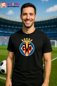 Tricou barbat cu logo stema Villarreal_CF Spania , din bumbac 100% - Img 5