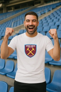 Tricou barbat cu logo stema West Ham United FC Anglia , din bumbac 100% - Img 7