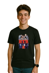 Tricou barbat Kpop cu trupa BTS 6 music Coreean 183 - Img 3
