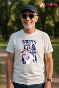 Tricou barbat Kpop cu trupa HAERIN music Coreean 214 - Img 5