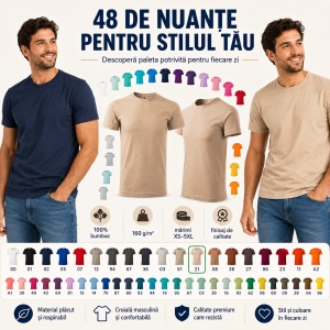 Tricou bărbat Malfini Basic Clasic, 100% bumbac, 160 g/m², guler rotund, 48 de culori, mărimi XS–5XL - Img 5