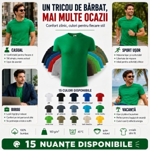 Tricou Bărbat Malfini Viper 143, 100% Bumbac, 180 g/m², Guler Rotund, Croială Slim Fit, 15 Culori Disponibile, Mărimi S 3XL - Img 6