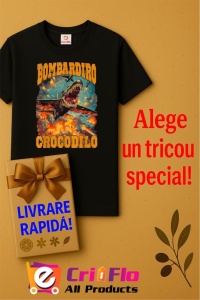 Tricou Barbat Tralalero Tralala cu personajul Bombardiro Crocodilo Funny Brainrot Italian Brainrot Meme - Img 6