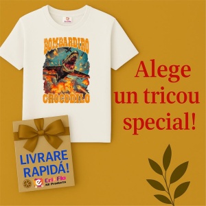 Tricou Barbat Tralalero Tralala cu personajul Bombardiro Crocodilo Funny Brainrot Italian Brainrot Meme - Img 7