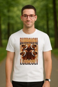 Tricou Barbat Tralalero Tralala cu personajul Burbaloni Luliloli Italian Brain Rot Capybara Meme - Img 3