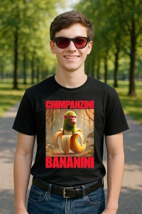 Tricou Barbat Tralalero Tralala cu personajul Chimpanzini Bananini - Italian Brainrot Meme (2) - Img 2