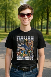 Tricou Barbat Tralalero Tralala cu personajul Italian Brainrot - Img 2