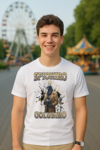 Tricou Barbat Tralalero Tralala cu personajul Spioniro Golubiro Italian Brainrot Meme Humor Trend - Img 5