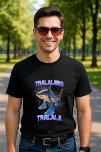 Tricou Barbat Tralalero Tralala cu personajul Tralalero Tralala Bootleg Brainrot Italian Brainrot Meme (3) - Img 4