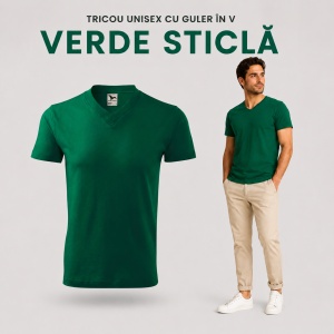 Tricou Bărbat Unisex Malfini 102 cu Guler în V, 100% Bumbac, 160 g/m², Mărimi XS–3XL - Img 13