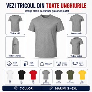Tricou bărbătesc Malfini Edge 813, 190 g/m², guler rotund, S–6XL, 7 culori disponibile - Img 6