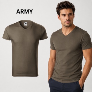 Tricou Bărbați cu Guler în V, 100% Bumbac, Slim Fit, 180 g/m², 14 Culori, Mărimi S–3XL - Img 14