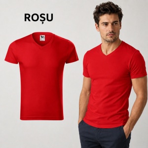Tricou Bărbați cu Guler în V, 100% Bumbac, Slim Fit, 180 g/m², 14 Culori, Mărimi S–3XL - Img 24