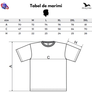 Tabel marimi dimensiuni tricou barbat FBI