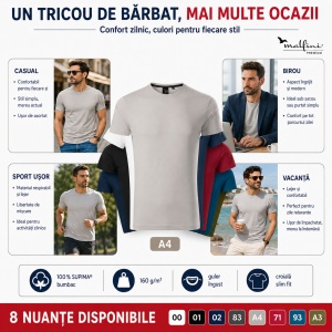 Tricou bărbați Malfini Premium Exclusive 153, 100% bumbac SUPIMA®, slim fit - Img 7