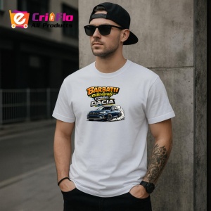 Tricou Barbatii Adevarati Conduc Dacia Masina Gri V1, din bumbac 100% , tricou alb pentru Barbat - Img 3