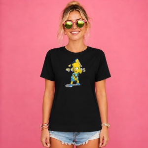 Tricou Bart Simpson Stil Urban Trist Albastru Galben Street Fashion, din bumbac 100%, tricou negru, Copii | Dama | Barbat - Img 2