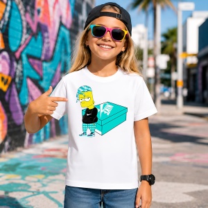 Tricou Bart Simpson Teal Hair Outfit Urban Pe Cutie Turcoaz, din bumbac 100% Copii | Dama | Barbat - Img 4