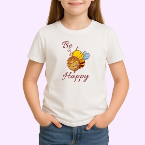 Tricou Be Happy Albina Vesela Ilustratie, din bumbac 100% , tricou alb pentru Copii | Dama | Barbat - Img 2