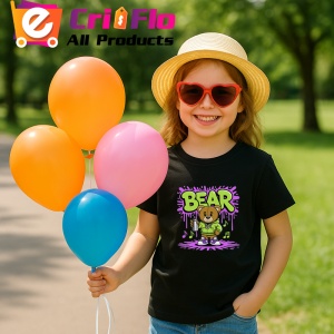 Tricou Bear teddy cu gluga verde si fundal mov Copii | Dama | Barbat, negru - Img 8
