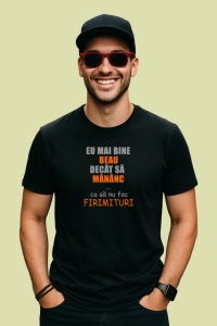 Tricou Beau Mananc Firimituri Mesaj Ironic Portocaliu, din bumbac 100%, tricou negru Dama | Barbat - Img 3