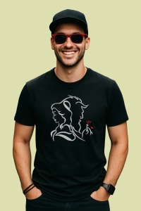 Tricou Beauty Beast Minimalist Art V2, din bumbac 100%, tricou negru, Dama | Barbat