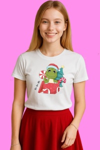 Tricou Bebelus Grinch Cu Acadele, din bumbac 100%, tricou alb, Copii | Dama | Barbat - Img 3
