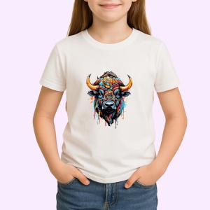 Tricou Bivol stil graffiti cu fundal negru si pete colorate Copii | Dama | Barbat - Img 4