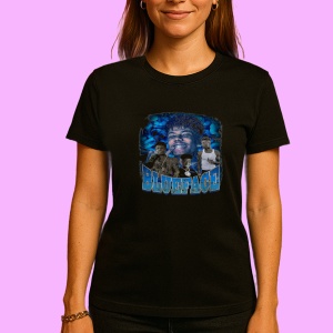 Tricou Blueface - White Duo, muzica Pop / R&B / Reggae, Dama | Barbat | Copii, Culoare Negru - Img 3