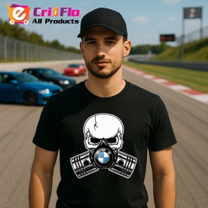 Tricou Bmw Skull Pistons | Unisex Dama si Barbat - Img 3