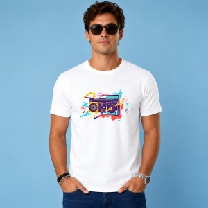 Tricou Boombox Retro Casetofon Culori Neon Urban Music Vibe, din bumbac 100% Copii | Dama | Barbat - Img 2