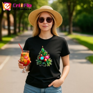 Tricou Brad decorat stil minimalist cu globuri colorate Copii | Dama | Barbat, culoare negru - Img 8
