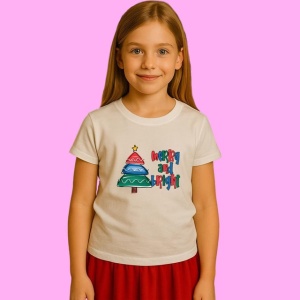 Tricou Brad Merry And Bright, din bumbac 100%, tricou alb, Copii | Dama | Barbat