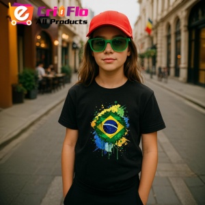 Tricou Brazil Steag Splash Art, Copii | Dama | Barbat, culoare negru - Img 8