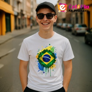Tricou Brazil Steag Splash Art, Copii | Dama | Barbat - Img 6