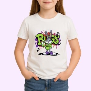 Tricou Bugs Bunny chill vibes cu hoodie pe fundal mov Copii | Dama | Barbat Barbat