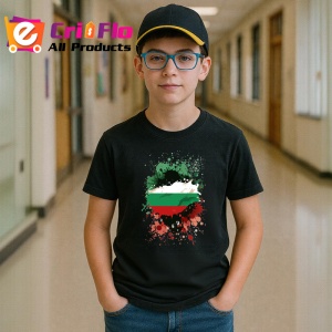 Tricou Bulgaria Steag Splash Art, Copii | Dama | Barbat, culoare negru - Img 10