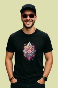 Tricou Busola Vintage Stil Sacred Geometry, Copii | Dama | Barbat, culoare negru - Img 2