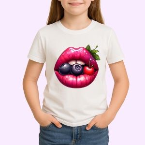 Tricou Buze afine si cirese, Lip gloss, Copii | Dama