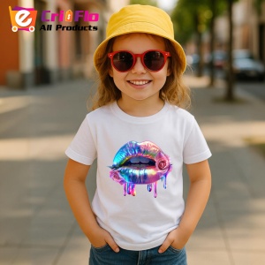 Tricou Buze crem cu trandafiri roz delicati, Lip gloss, Copii | Dama - Img 10